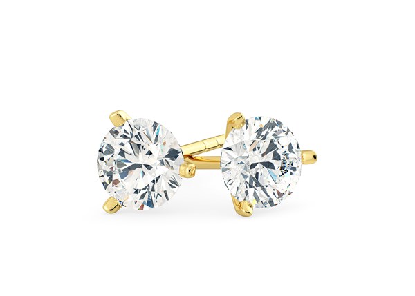 Alegra Round Brilliant Diamond Stud Earrings in 18K Yellow Gold