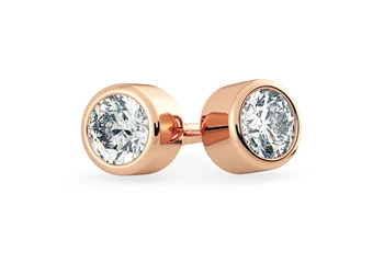 Carina Round Brilliant Diamond Stud Earrings in 18K Rose Gold with Butterfly Backs