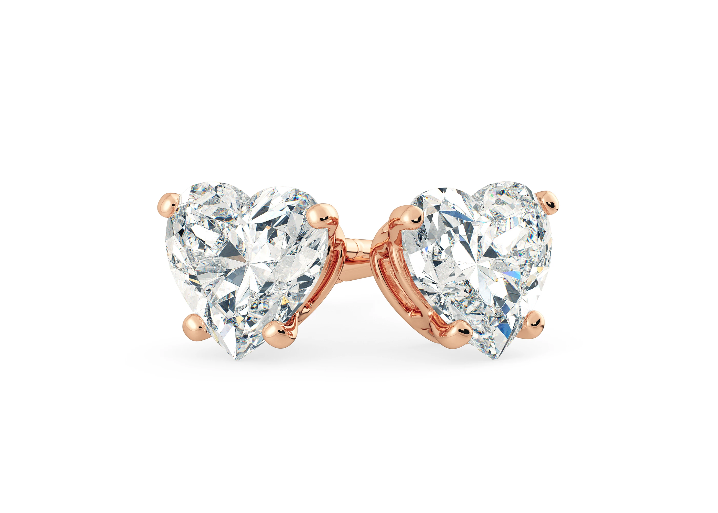 Ettore Heart Diamond Stud Earrings in 18K Rose Gold with Screw Backs