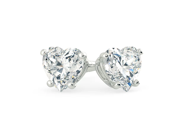 Ettore Heart Diamond Stud Earrings in Platinum with Alpha Backs