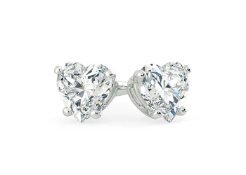Ettore Heart Diamond Stud Earrings in 18K White Gold with Butterfly Backs