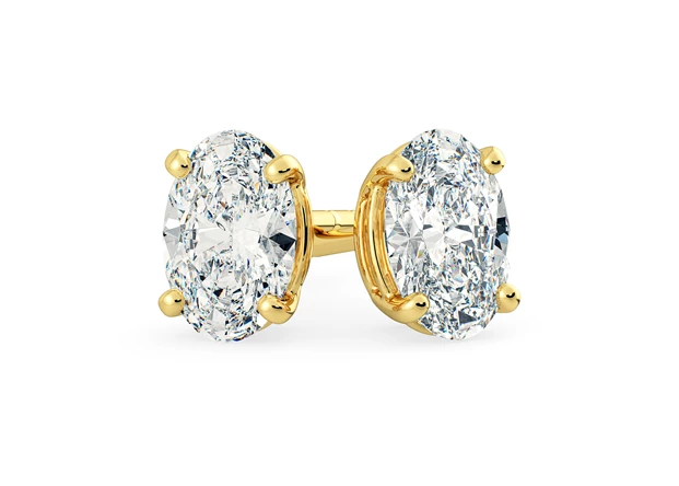 Ettore Oval Diamond Stud Earrings in 18K Yellow Gold with Screw Backs