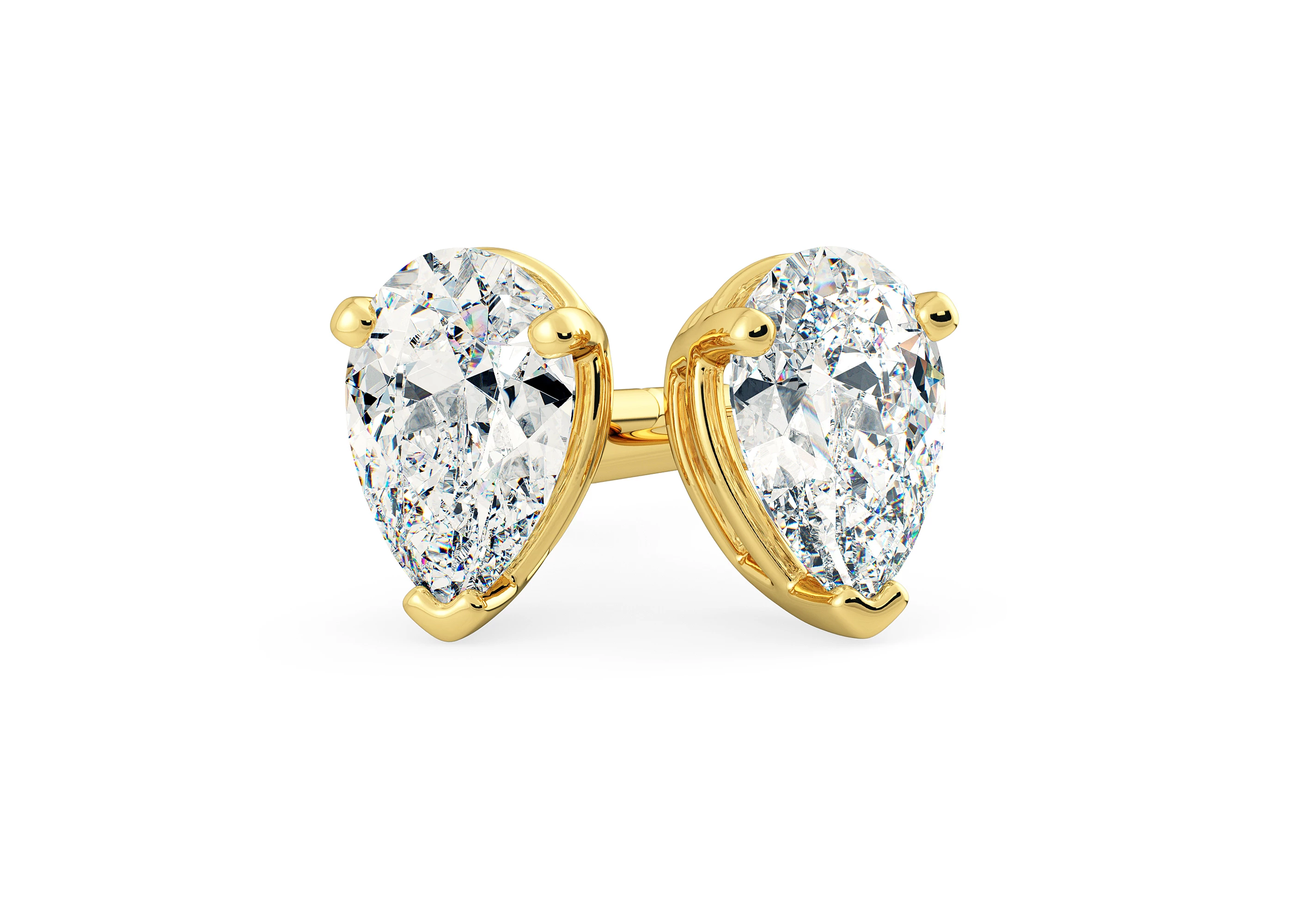 Ettore Pear Diamond Stud Earrings in 18K Yellow Gold with Butterfly Backs