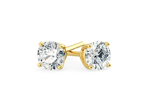 Ettore Round Brilliant Diamond Stud Earrings in 18K Yellow Gold
