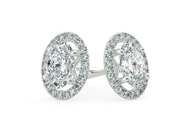 Bijou Oval Diamond Stud Earrings in Platinum with Screw Backs