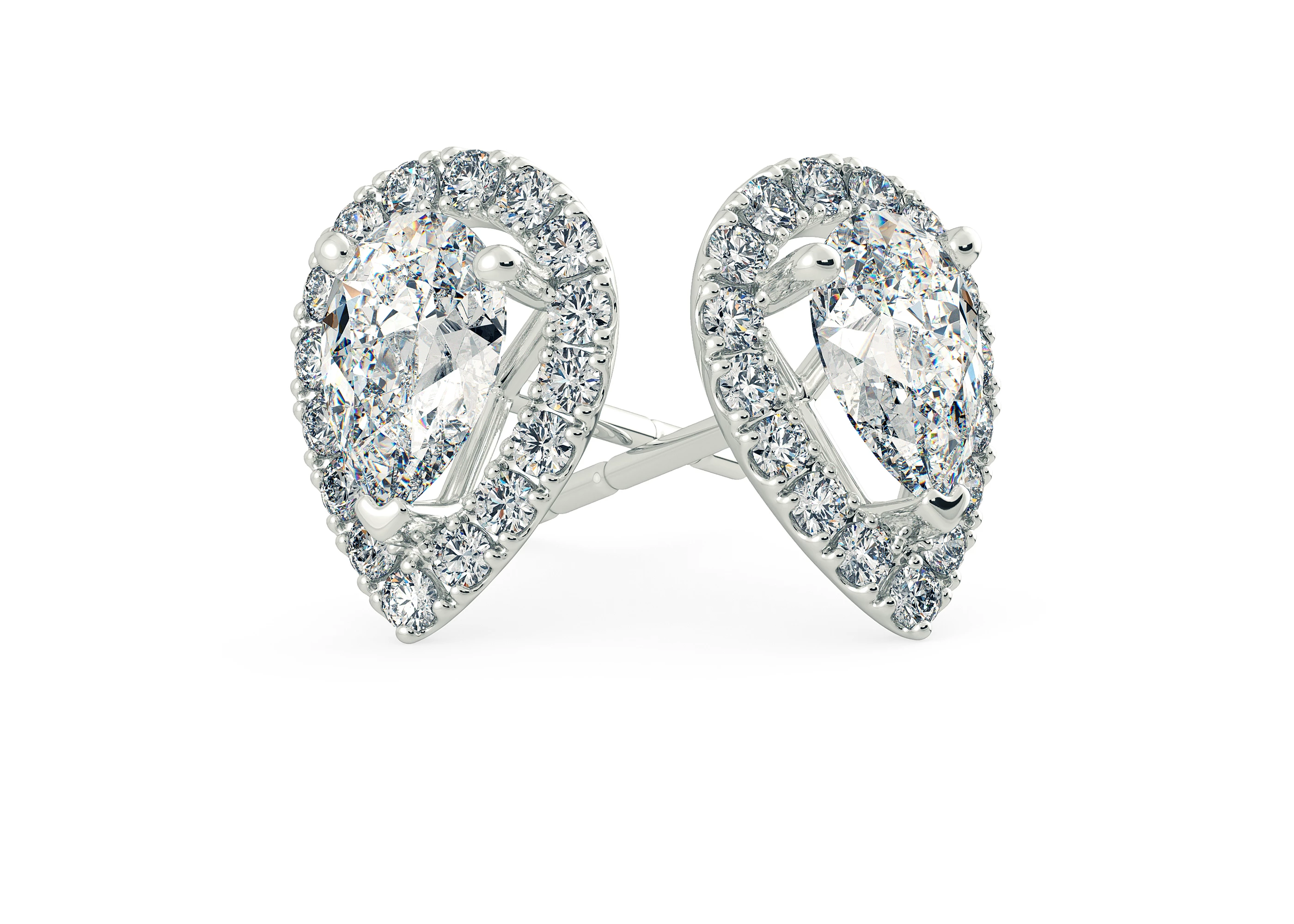 Bijou Pear Diamond Stud Earrings in Platinum with Screw Backs