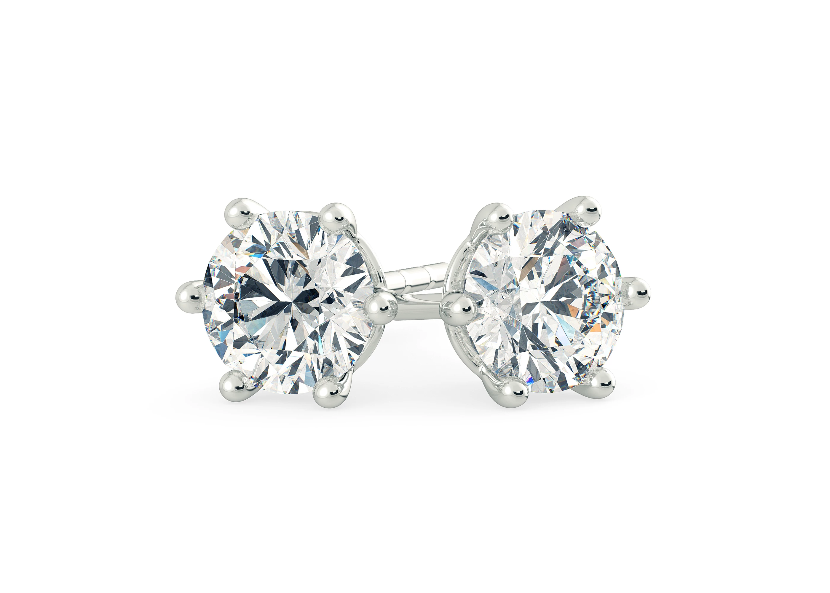 Bellezza Round Brilliant Diamond Stud Earrings in Platinum with Screw Backs