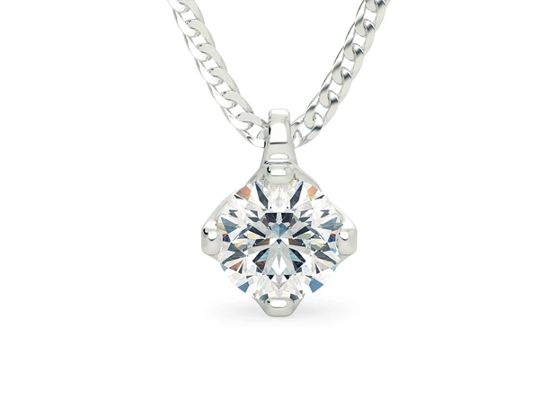 Round Brilliant Amia Diamond Pendant in 18K White Gold