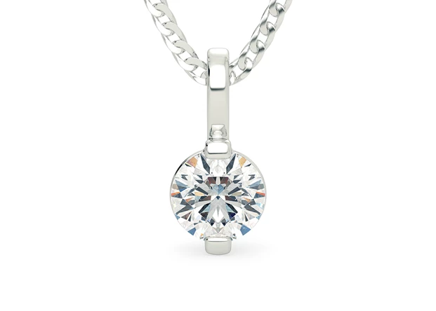 Round Brilliant Anita Diamond Pendant in 18K White Gold