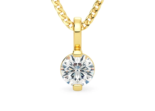 Round Brilliant Anita Diamond Pendant in 18K Yellow Gold