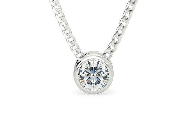 Round Brilliant Carina Diamond Pendant in 18K White Gold