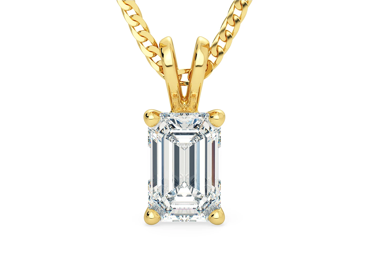 Emerald Ettore Diamond Pendant in 18K Yellow Gold