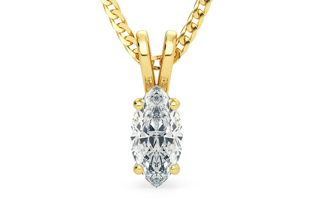 One Carat Marquise Diamond Pendant in 18K Yellow Gold