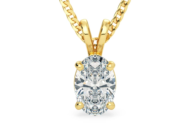 Oval Ettore Diamond Pendant in 18K Yellow Gold