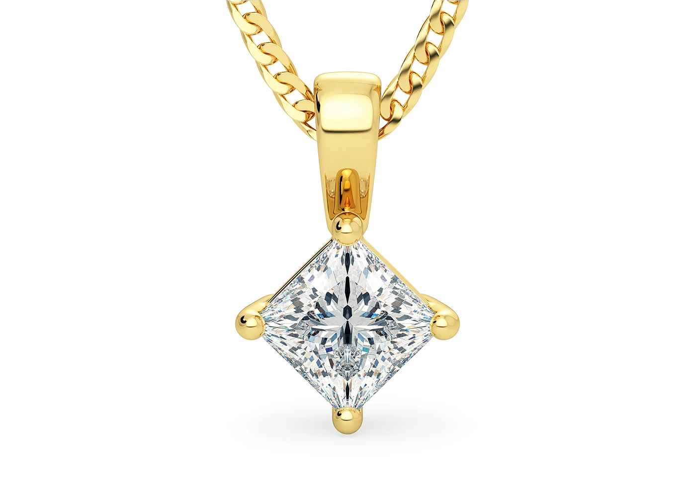 Princess Ettore Diamond Pendant in 18K Yellow Gold