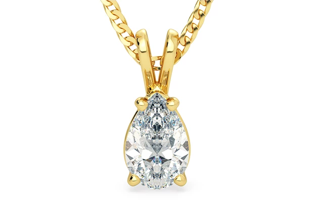 Two Carat Pear Diamond Pendant in 18K Yellow Gold