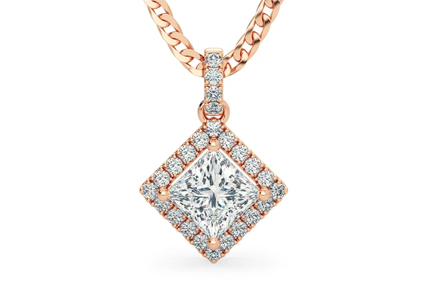 Princess Bijou Diamond Pendant in 18K Rose Gold