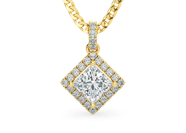 Princess Bijou Diamond Pendant in 18K Yellow Gold