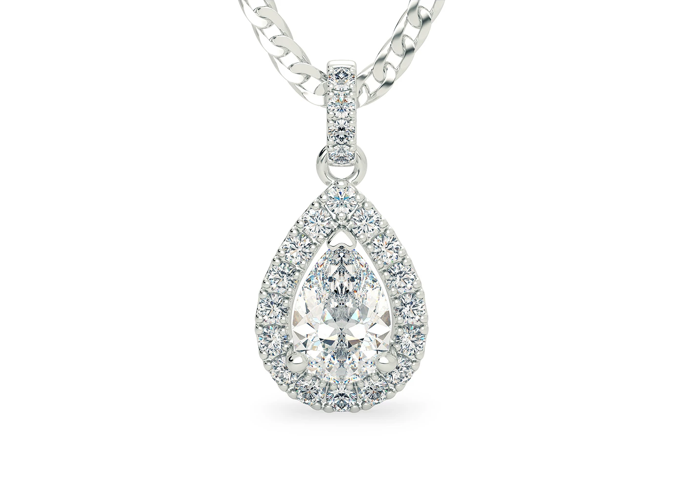 Pear Bijou Diamond Pendant in 18K White Gold