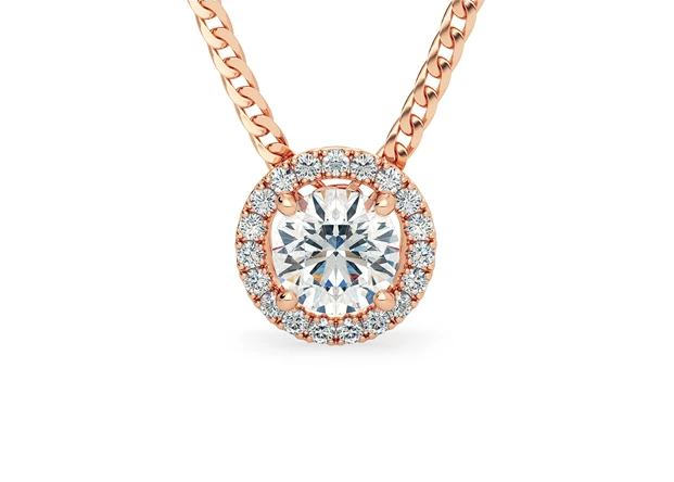 Round Brilliant Bijou Diamond Pendant in 18K Rose Gold