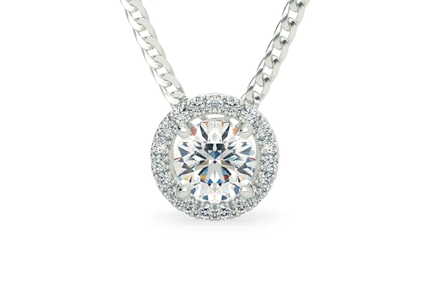 Round Brilliant Bijou Diamond Pendant in 18K White Gold