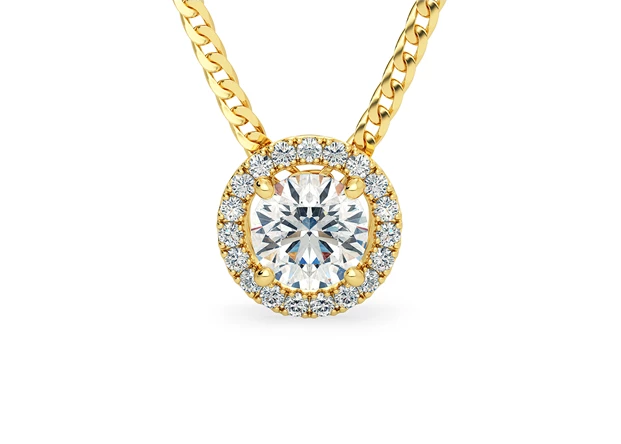 Round Brilliant Bijou Diamond Pendant in 18K Yellow Gold