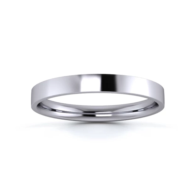 Palladium 950 2.5mm Light Weight Flat Court Flat Edge Wedding Ring