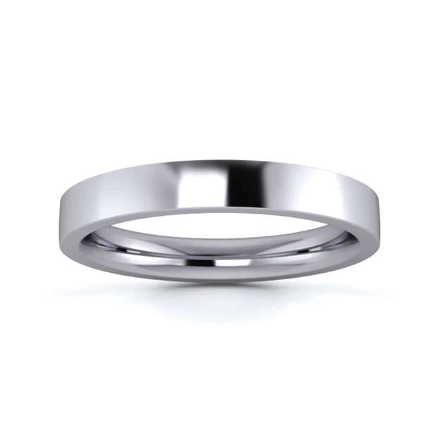 Platinum 950 3mm Heavy Weight Flat Court Flat Edge Wedding Ring