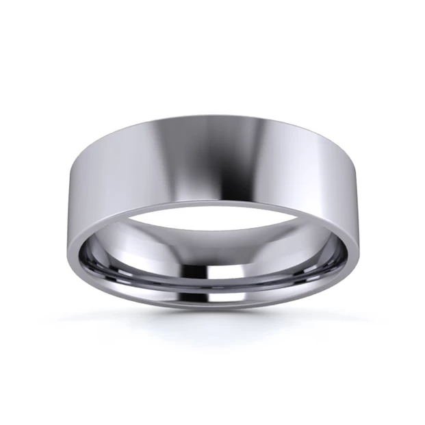 Palladium 950 6mm Light Weight Flat Court Flat Edge Wedding Ring