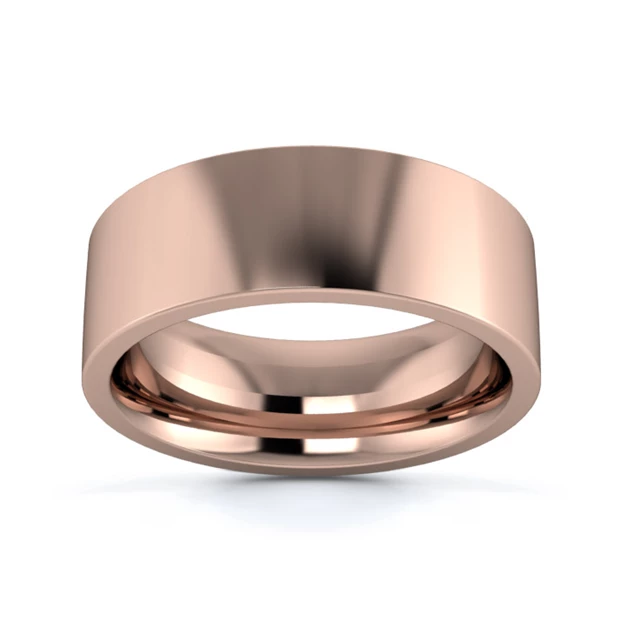 18K Rose Gold 7mm Heavy Weight Flat Court Flat Edge Wedding Ring