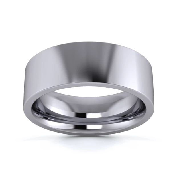 Palladium 950 7mm Heavy Weight Flat Court Flat Edge Wedding Ring