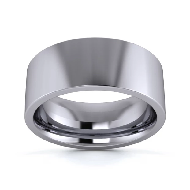 Platinum 950 8mm Heavy Weight Flat Court Flat Edge Wedding Ring