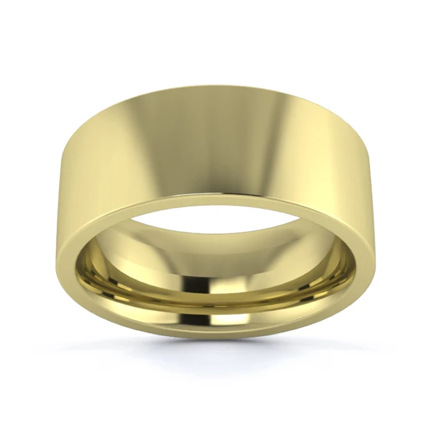 18K Yellow Gold 8mm Heavy Weight Flat Court Flat Edge Wedding Ring