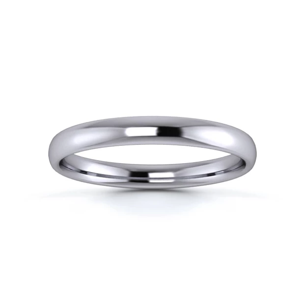 Platinum 950 2.5mm Light Weight Slight Court Wedding Ring