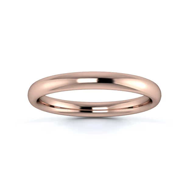 18K Rose Gold 2.5mm Medium Weight Slight Court Wedding Ring