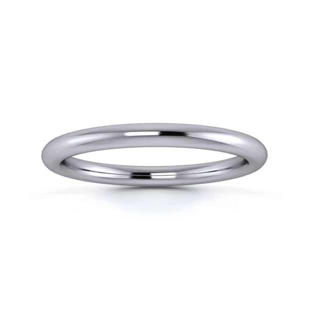 9K White Gold 2mm Heavy Weight Slight Court Wedding Ring