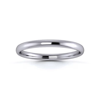 18K White Gold 2mm Light Weight Slight Court Wedding Ring