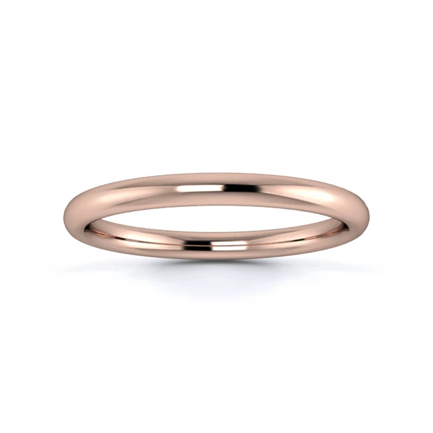 18K Rose Gold 2mm Medium Weight Slight Court Wedding Ring