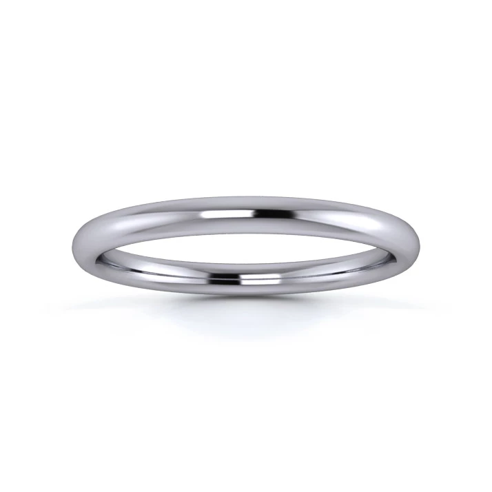 18K White Gold 2mm Medium Weight Slight Court Wedding Ring