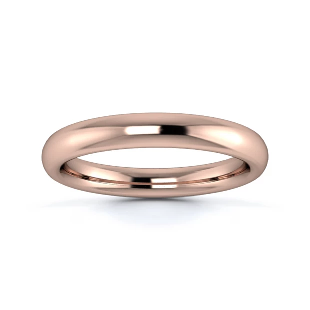 18K Rose Gold 3mm Heavy Weight Slight Court Wedding Ring