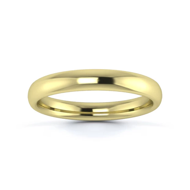 18K Yellow Gold 3mm Medium Weight Slight Court Wedding Ring