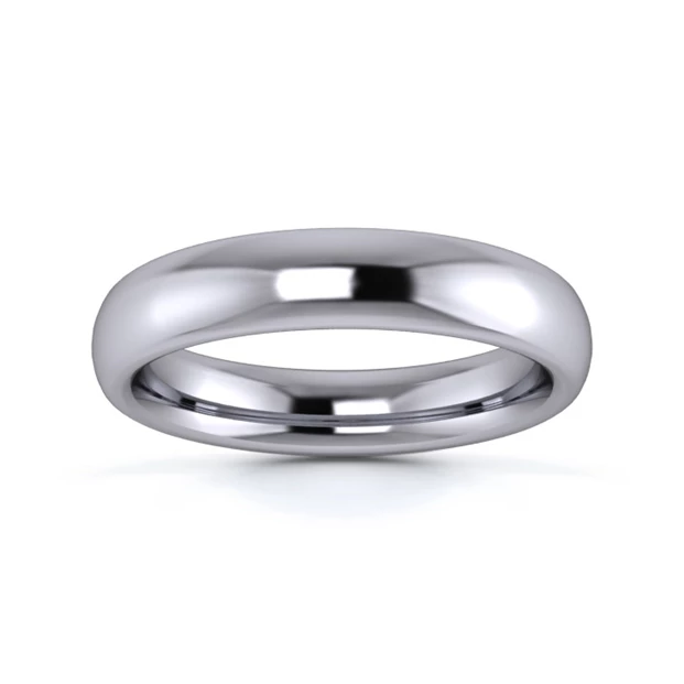 18K White Gold 4mm Heavy Weight Slight Court Wedding Ring