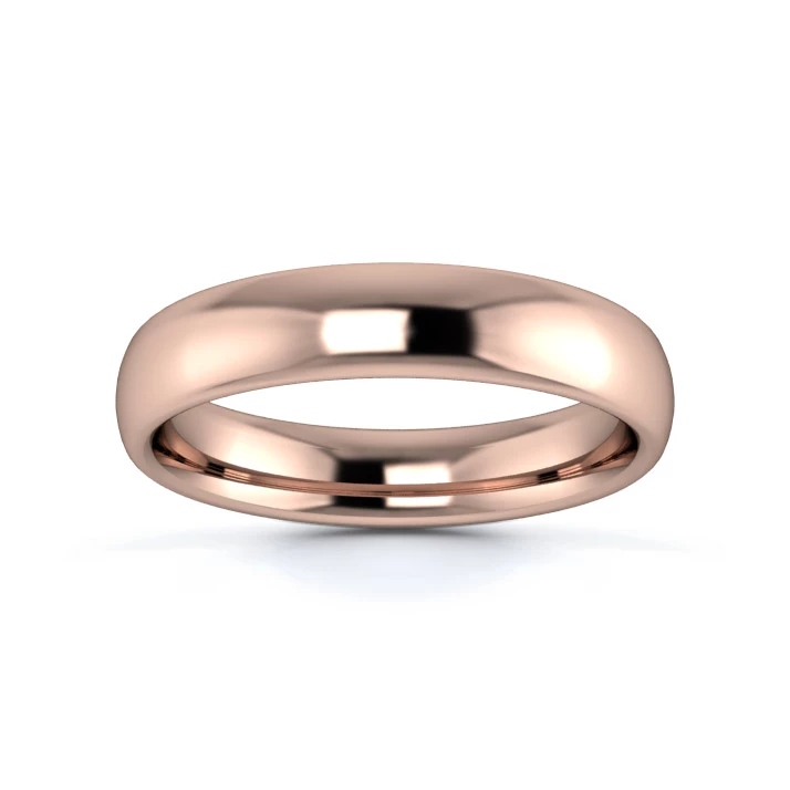 18K Rose Gold 4mm Medium Weight Slight Court Wedding Ring