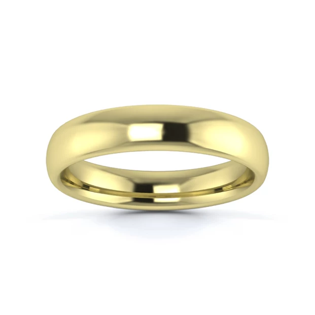 18K Yellow Gold 4mm Medium Weight Slight Court Wedding Ring