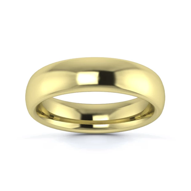 18K Yellow Gold 5mm Heavy Weight Slight Court Wedding Ring