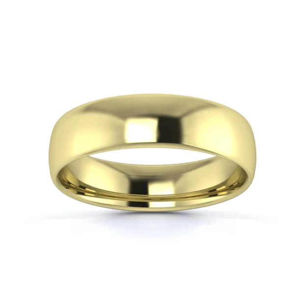 9K Yellow Gold 5mm Light Weight Slight Court Wedding Ring