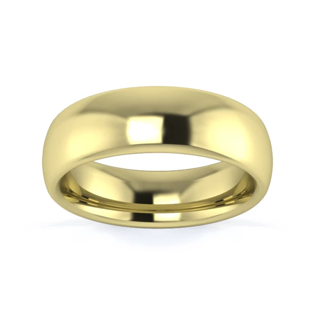 18K Yellow Gold 6mm Heavy Weight Slight Court Wedding Ring