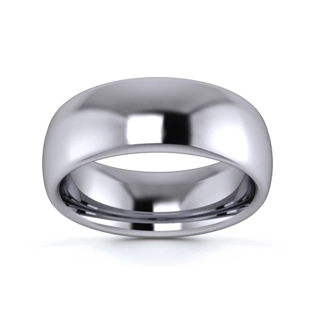 9K White Gold 7mm Heavy Weight Slight Court Wedding Ring