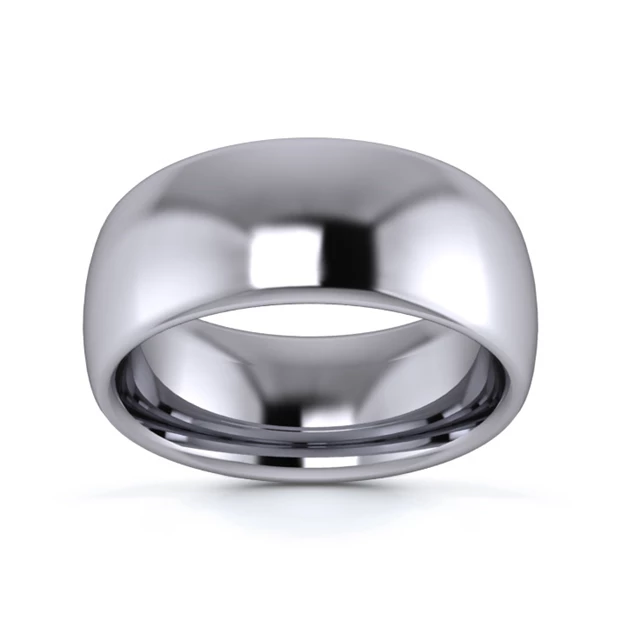 9K White Gold 8mm Heavy Weight Slight Court Wedding Ring