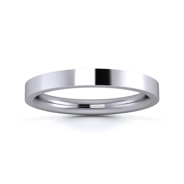 18K White Gold 2.5mm Heavy Weight Flat Court Wedding Ring